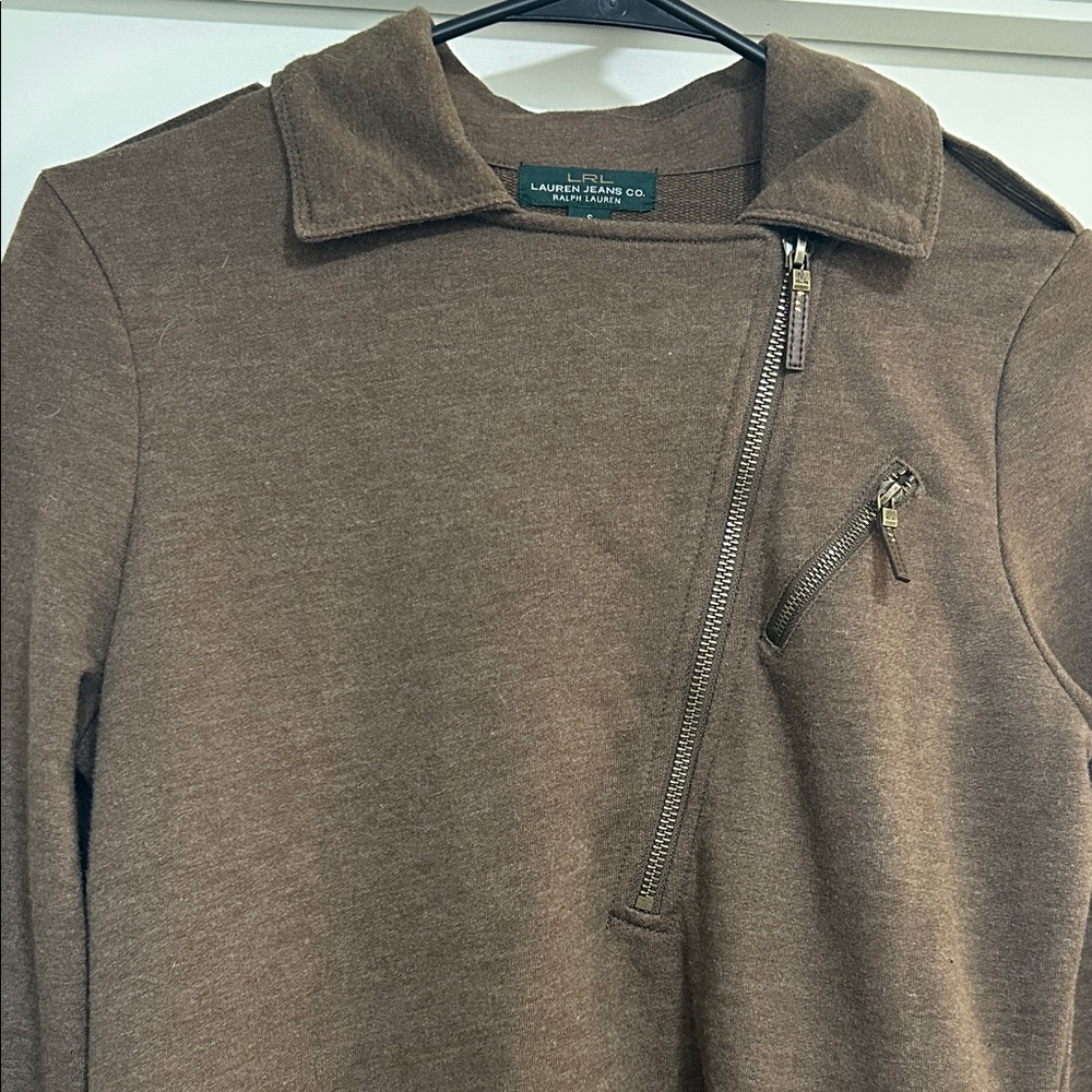 Ralph Lauren Brown Cotton Mix Zip-Accent Dress - Picture 3 of 7